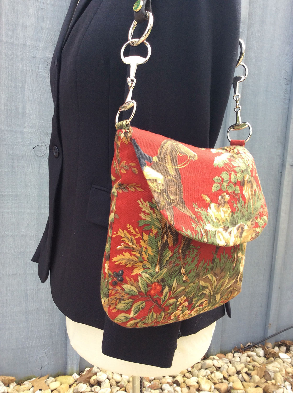 Equestrian Horse Purse Fox Hunt Handbag Purse Lauren Red Fabric Kentucky Derby Hunt Ball Sustainably Sourced Fabric