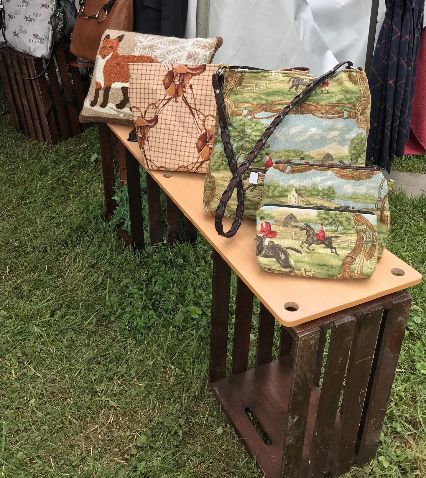 Equestrian Handbag Fox Hunt Handbag Horse Purse Sustainably Sourced Fabric