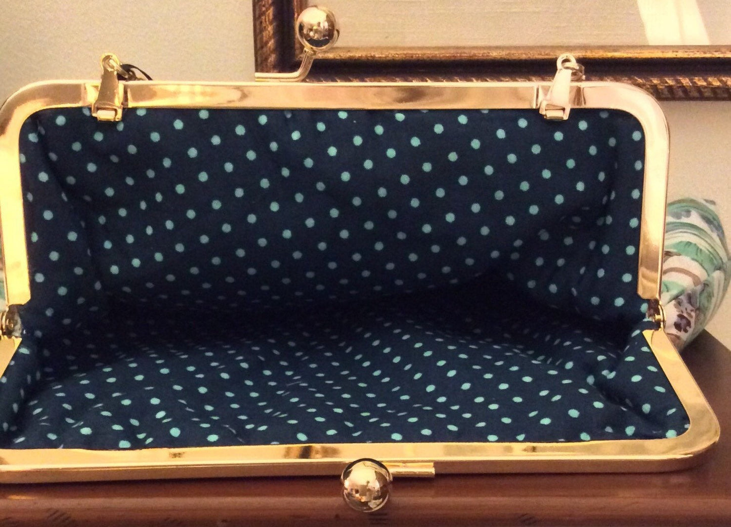Equestrian Purse Horse Handbag Clutch Blue and Green Fox Hunt