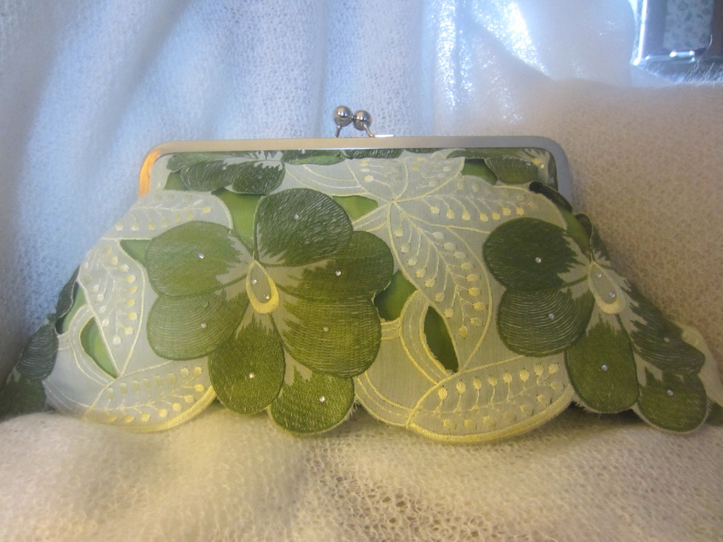 Embroidered Floral Handbag Wedding Prom Clutch Purse
