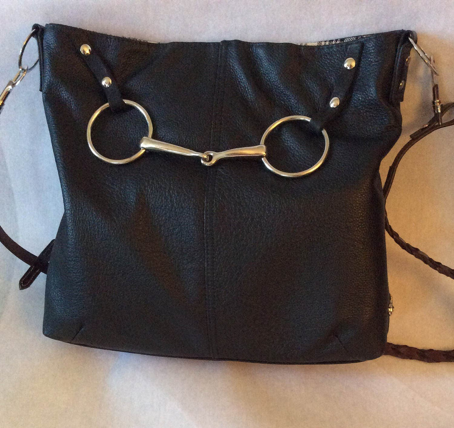 Leather Handbag Equestrian Purse Horse Bit Fox Hunt