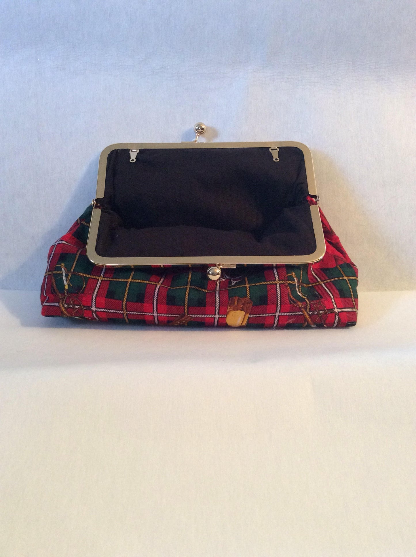 Red Plaid Equestrian Horse Foxhunt Clutch Purse