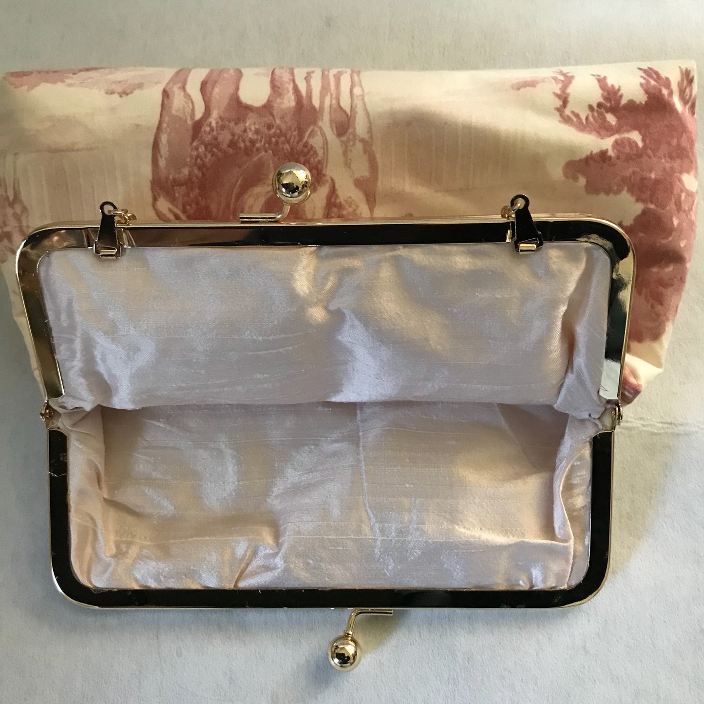 Lauren Horse Purse Pink and Cream Equestrian Horse Fabric Clutch Purse Tote  Hunt Ball