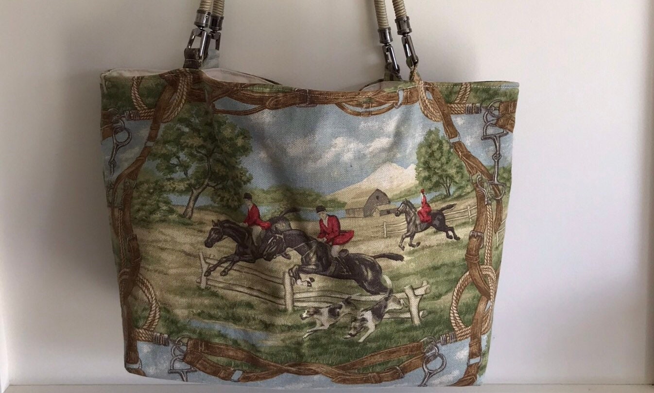 Foxhunt Horse Equestrian Handbag Tote Purse Kentucky Derby