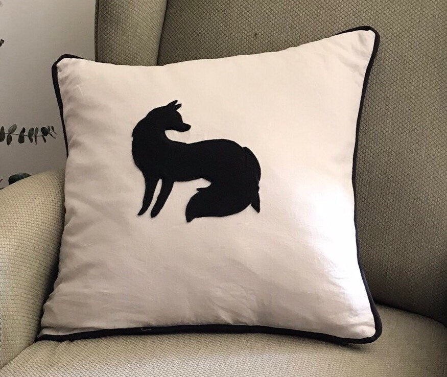 Horse Dog Silhouettes Fox and Hound Foxhunt Equestrian Horse Silhouette Animal Pillows