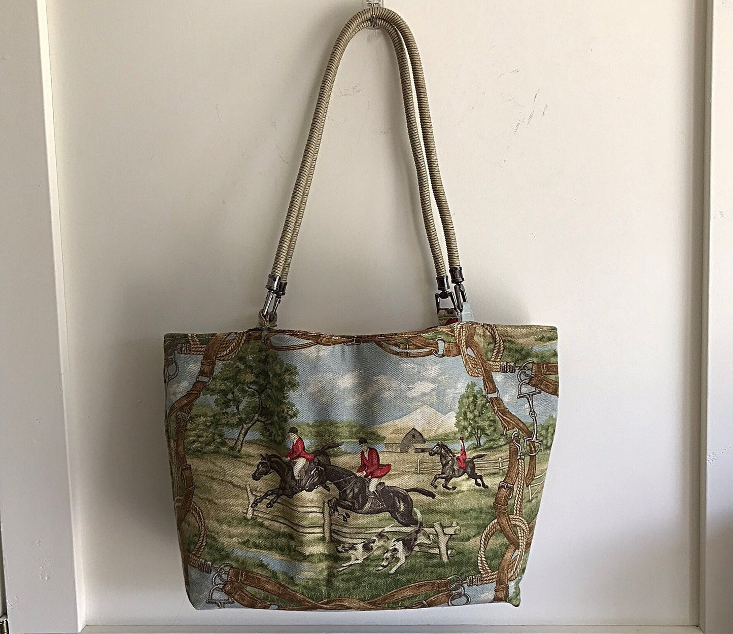 Foxhunt Horse Equestrian Handbag Tote Purse Kentucky Derby