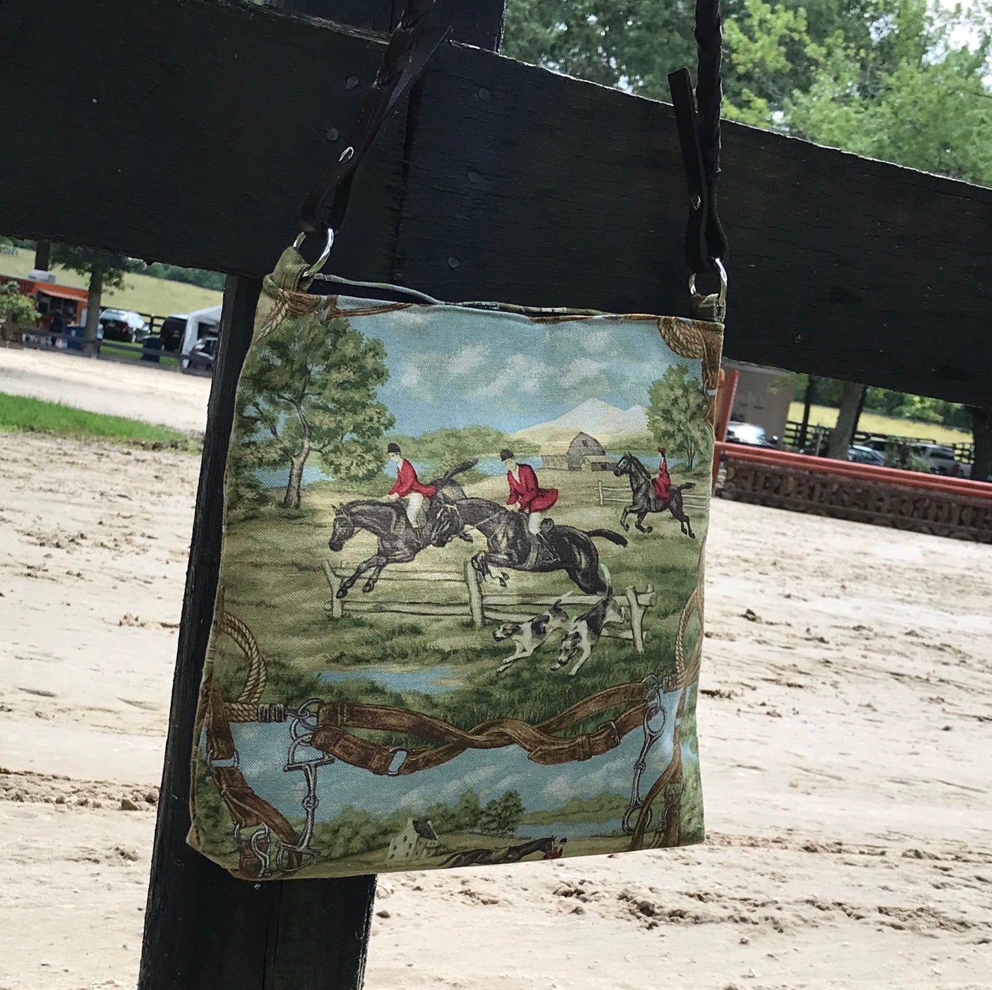 Equestrian Handbag Fox Hunt Handbag Horse Purse Sustainably Sourced Fabric