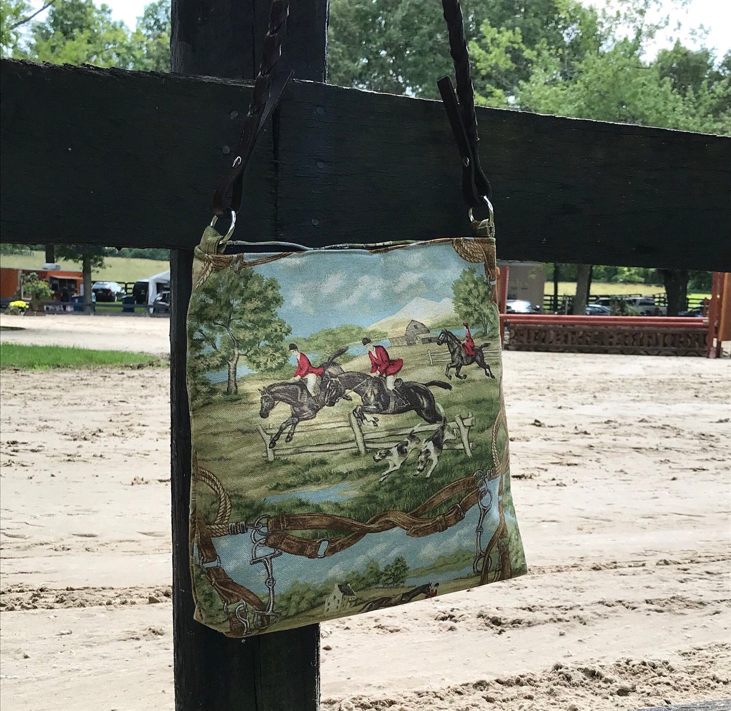 Equestrian Handbag Fox Hunt Handbag Horse Purse Sustainably Sourced Fabric