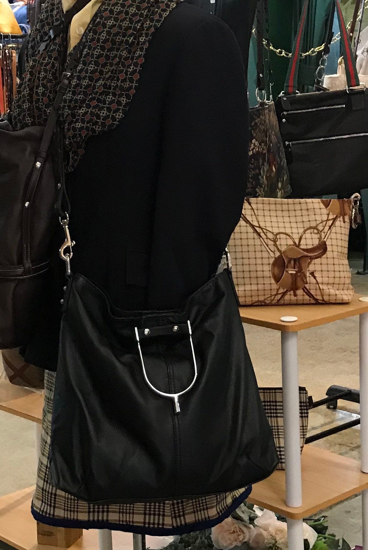 Black Leather Equestrian Spurs Handbag Horse Purse Kentucky Derby Sustainably Sourced Leather