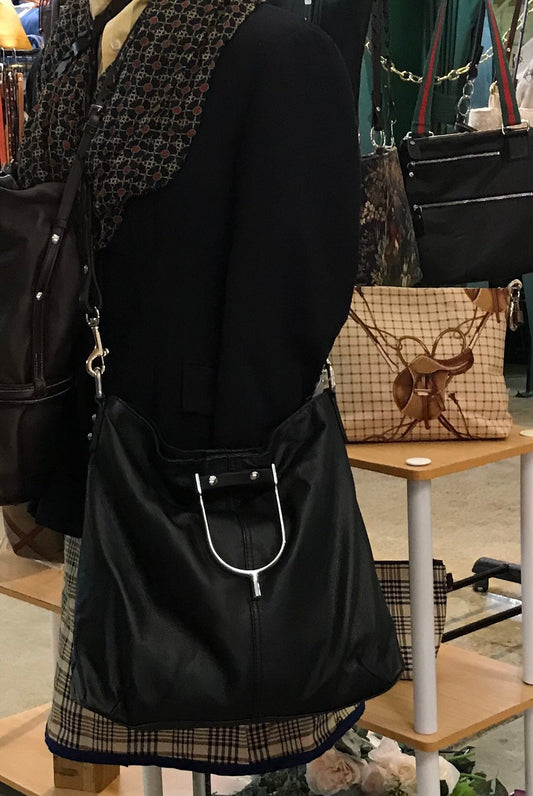 Black Leather Equestrian Spurs Handbag Horse Purse Kentucky Derby Sustainably Sourced Leather