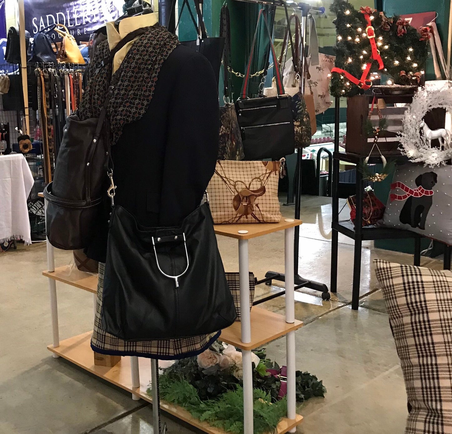 Black Leather Equestrian Spurs Handbag Horse Purse Kentucky Derby Sustainably Sourced Leather