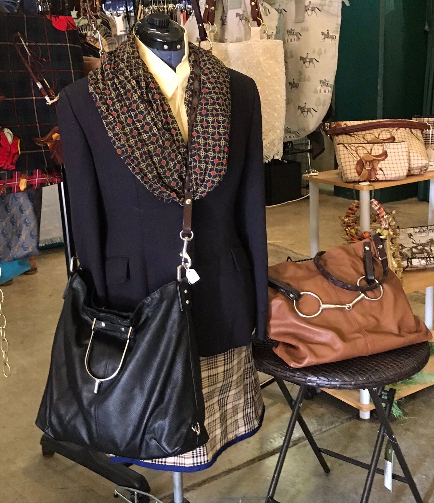 Black Leather Equestrian Spurs Handbag Horse Purse Kentucky Derby Sustainably Sourced Leather