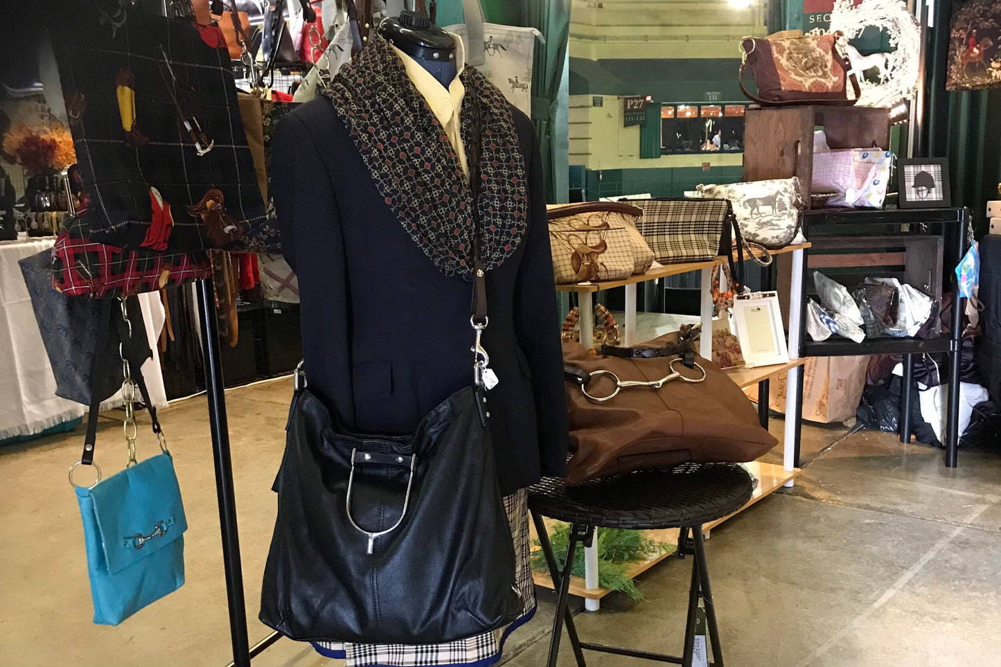 Black Leather Equestrian Spurs Handbag Horse Purse Kentucky Derby Sustainably Sourced Leather