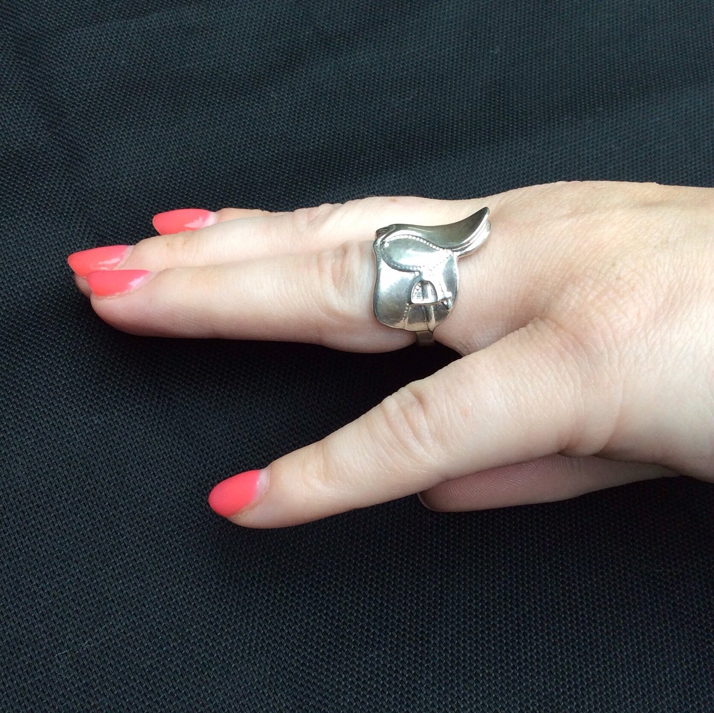 Sterling Saddle Ring Horse Ring Equestrian Ring Sterling Silver Equestrian Jewelry Valentines Gift