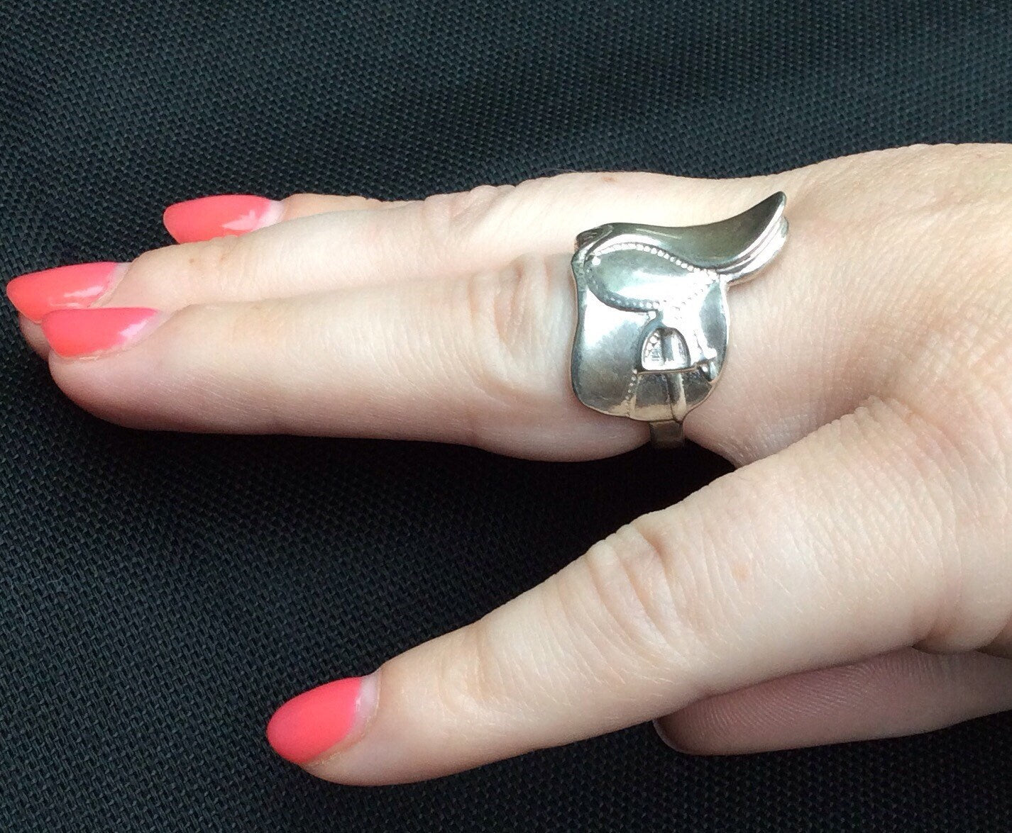 Sterling Saddle Ring Horse Ring Equestrian Ring Sterling Silver Equestrian Jewelry Valentines Gift