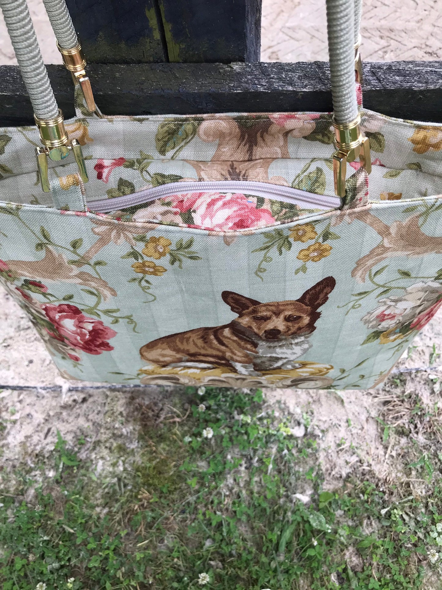 Corgi Purse  Dog Jack Russel Purse Handbag Equestrian Purse Tote Dog Purse Fox Hunt Purse