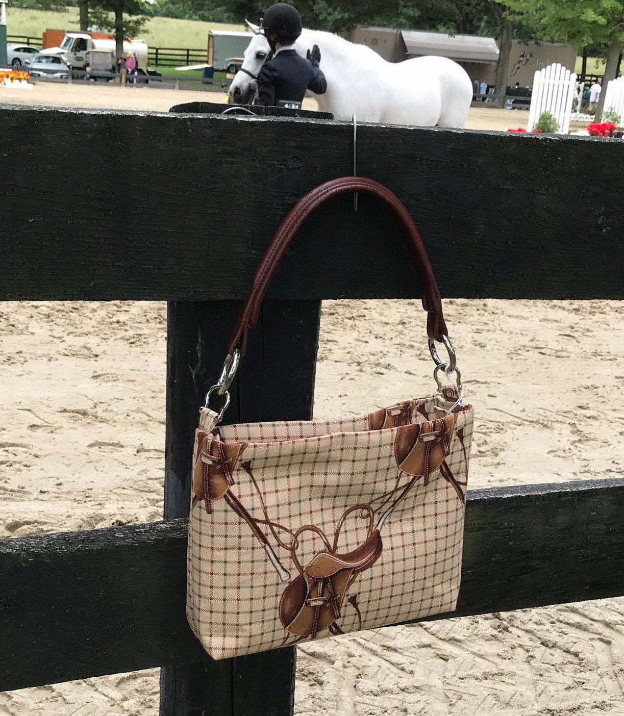 Equestrian Horse Handbag Purse Lauren Saddle Fabric