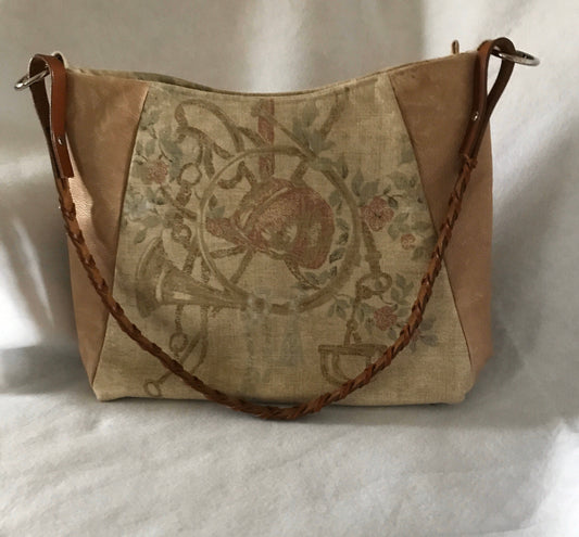 Horse Purse Equestrian Handbag Ralph Lauren Fabric and Leather Tote
