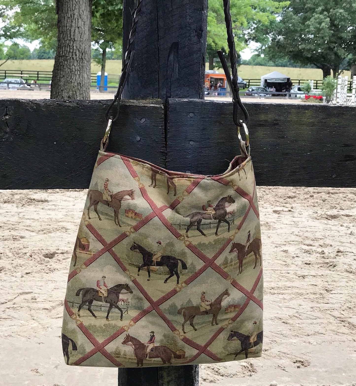 Equestrian Horse Handbag Tote Purse A Day at the Races Kentucky Derby Horse Racing