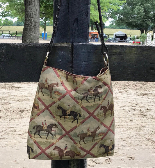 Equestrian Horse Handbag Tote Purse A Day at the Races Kentucky Derby Horse Racing
