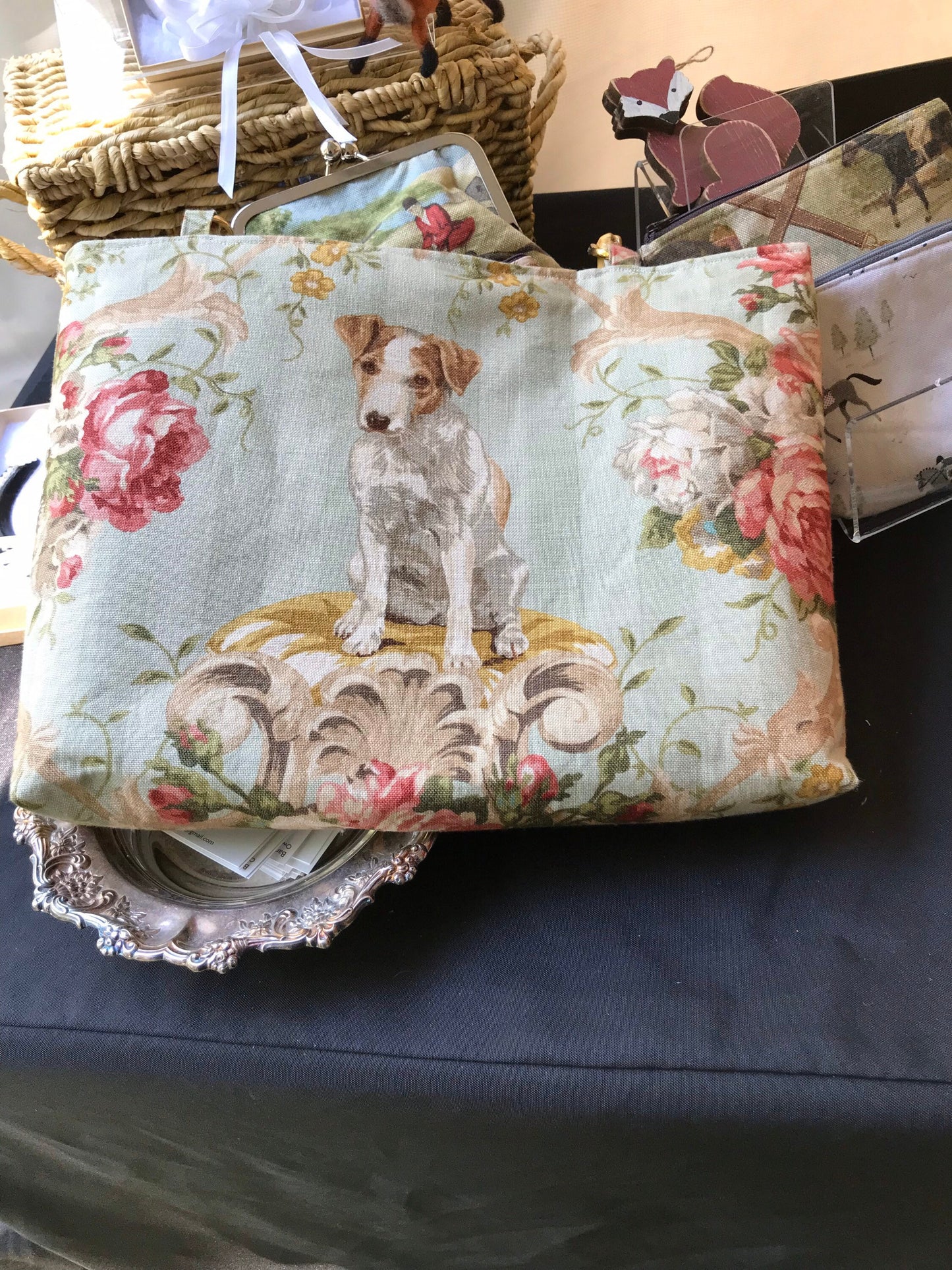 Corgi Purse  Dog Jack Russel Purse Handbag Equestrian Purse Tote Dog Purse Fox Hunt Purse