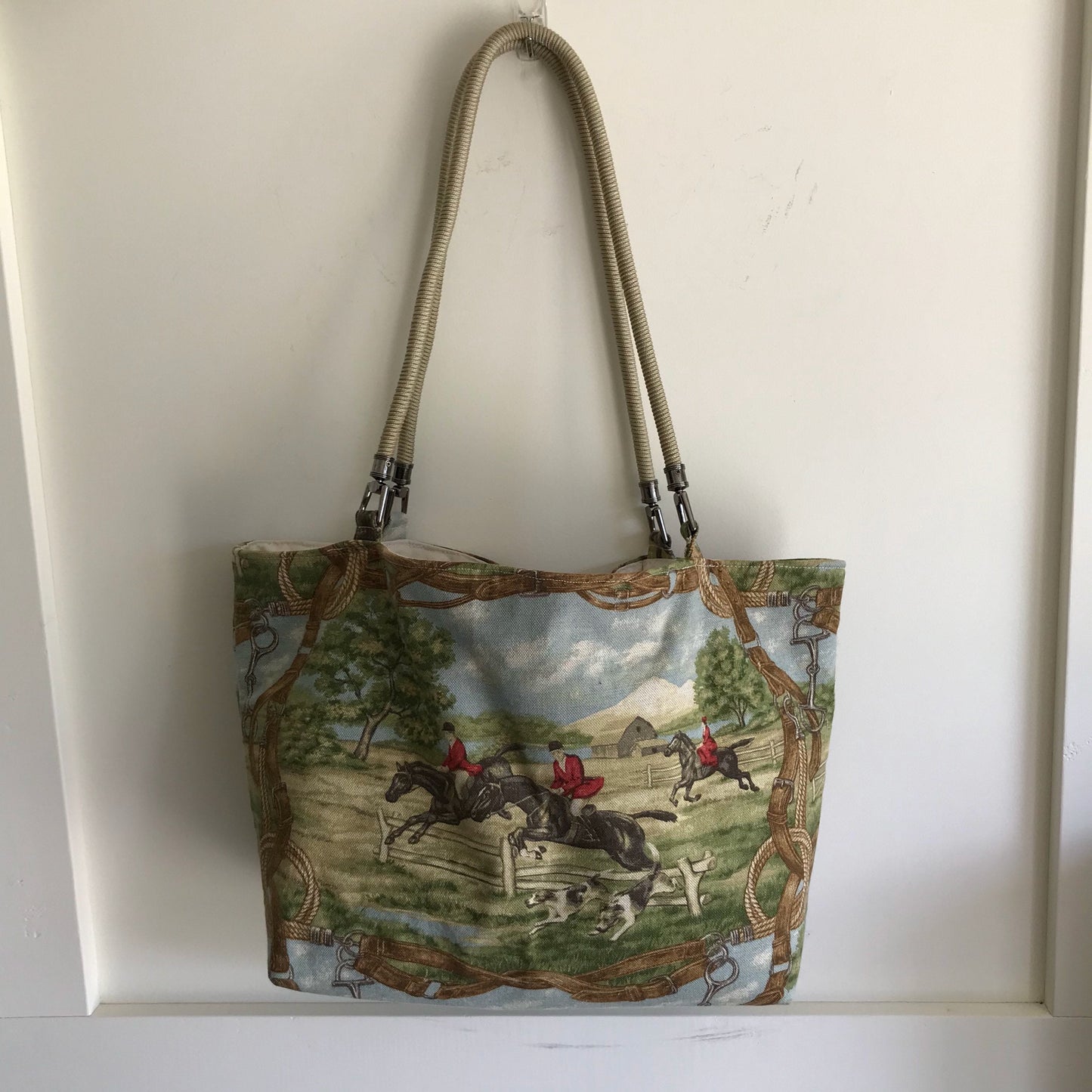 Foxhunt Horse Equestrian Handbag Tote Purse Kentucky Derby