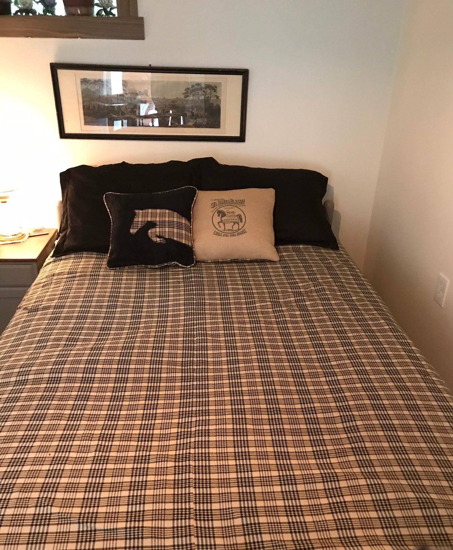 Equestrian Blanket Horse Duvet Cover Equestrian Bedspread Black and Tan Horse Blanket Fabric Custom  Bedding Equestrian Linens