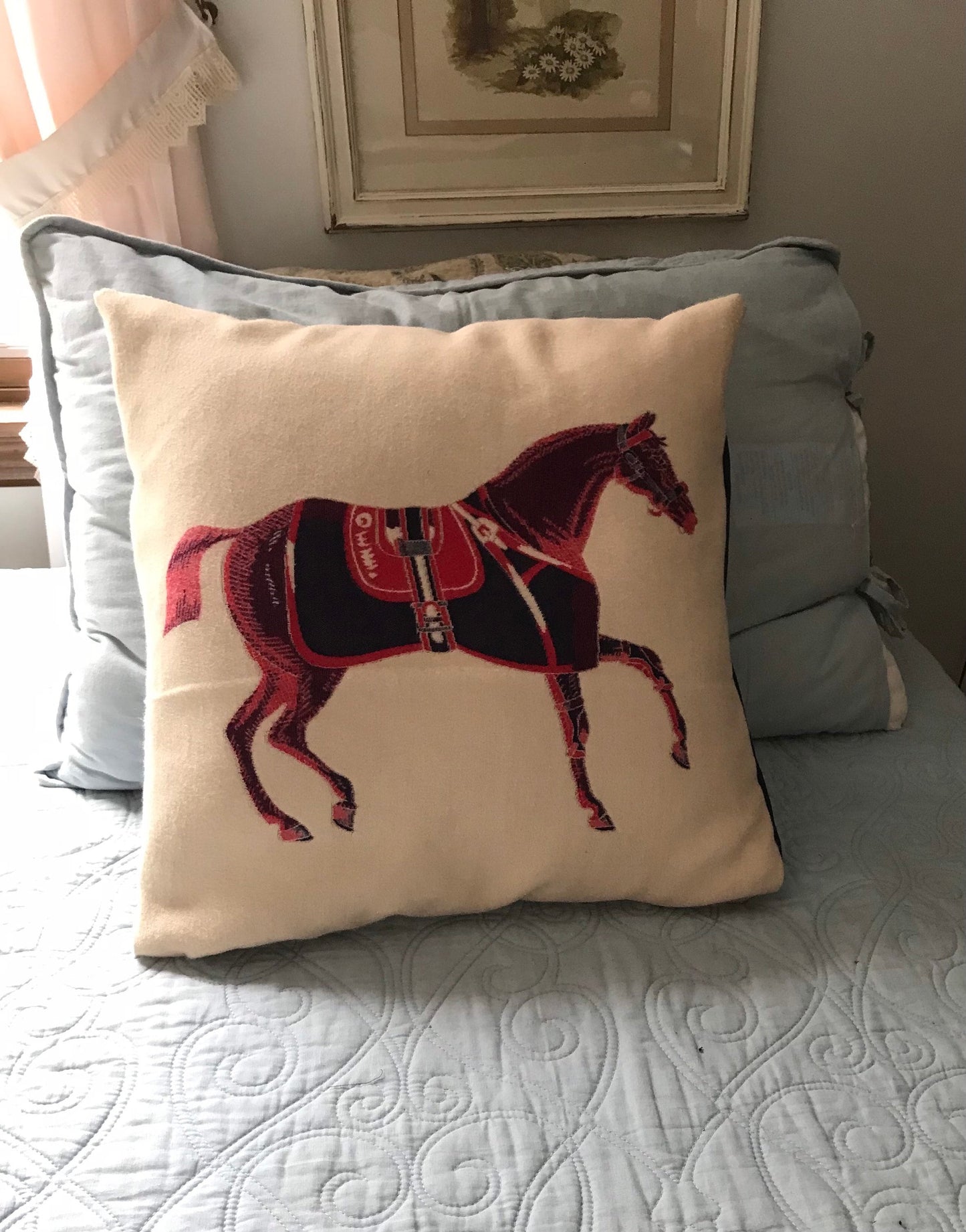 Equestrian Horse Pillow Equestrian Decor Kentucky Derby Pillow