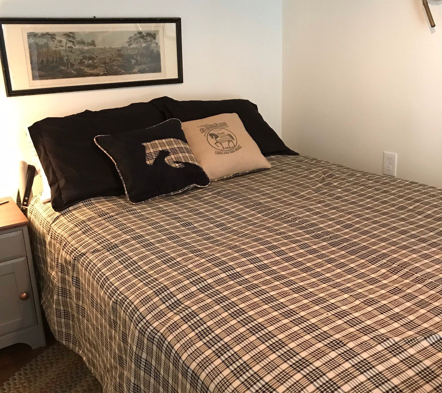 Equestrian Blanket Horse Duvet Cover Equestrian Bedspread Black and Tan Horse Blanket Fabric Custom  Bedding Equestrian Linens
