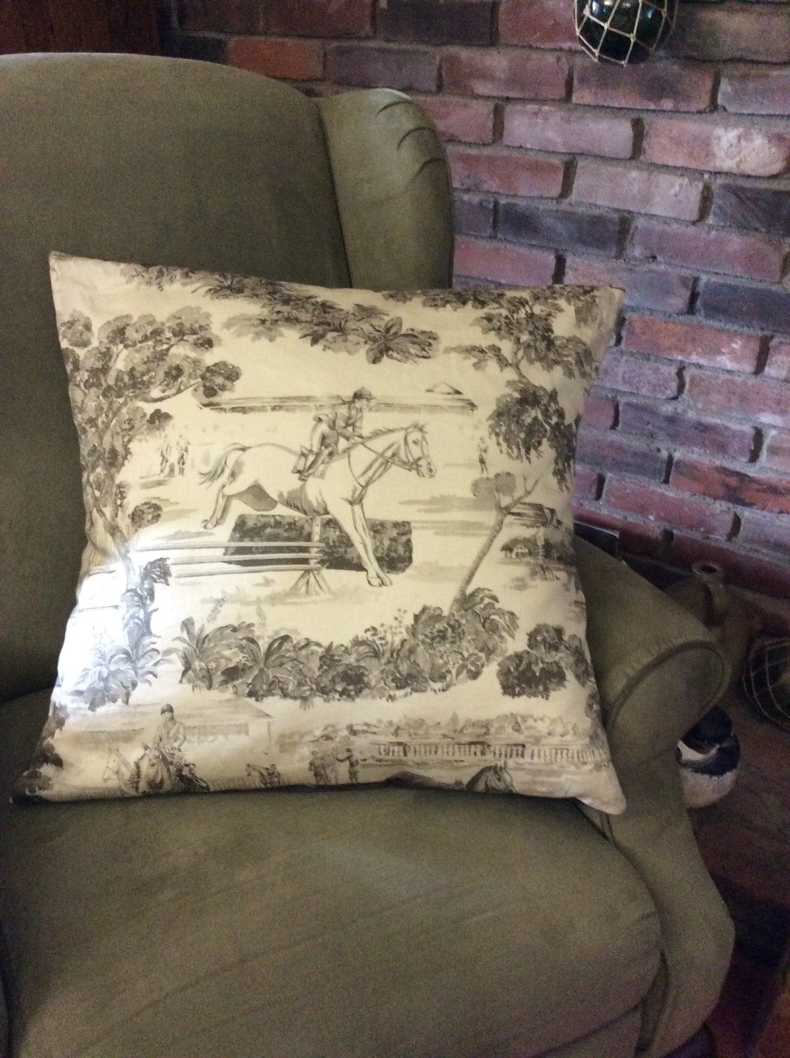 Horse Pillow Equestrian Pillow made from Ralph Lauren Fabric Equestrian Linens