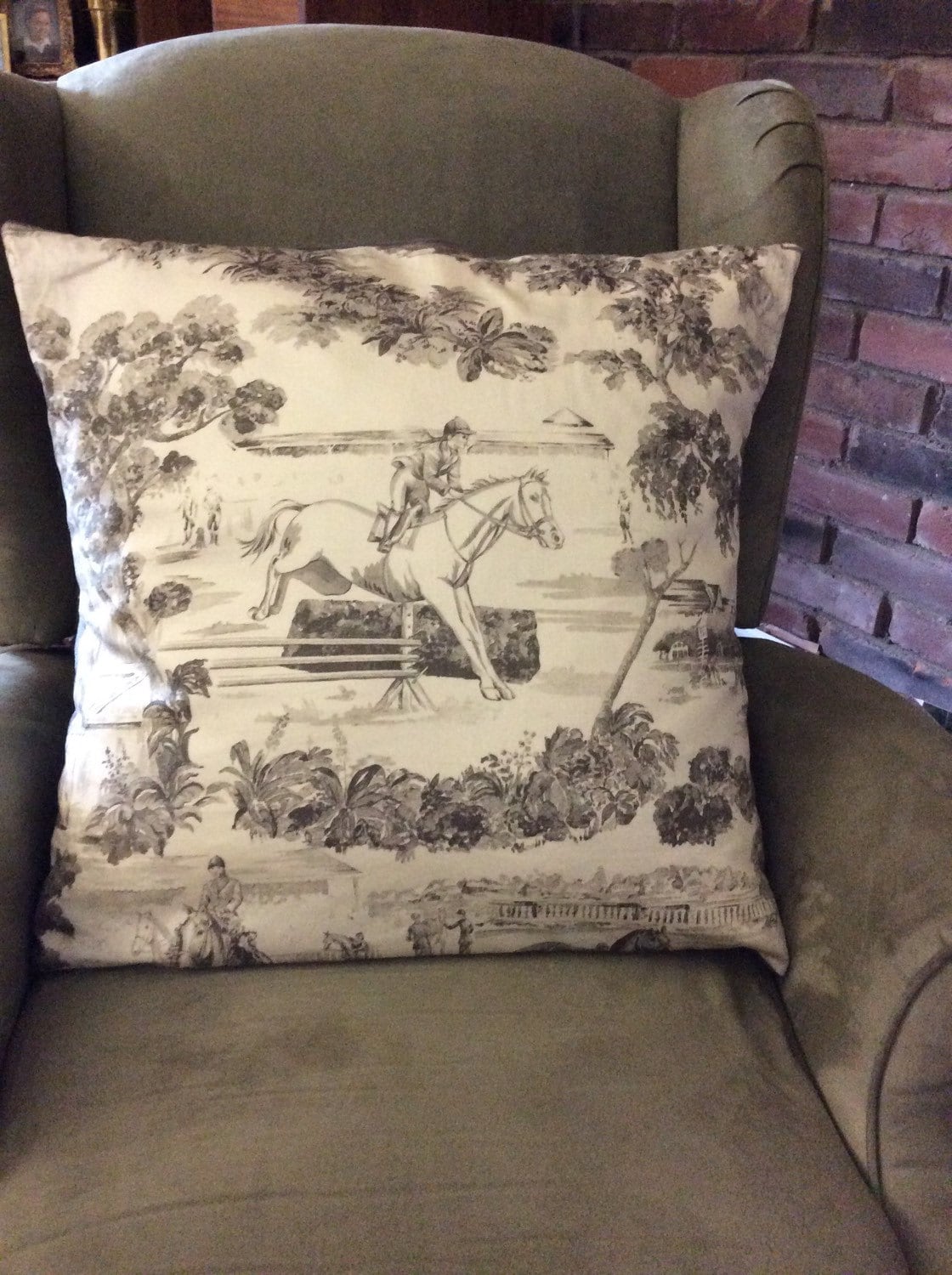 Horse Pillow Equestrian Pillow made from Ralph Lauren Fabric Equestrian Linens